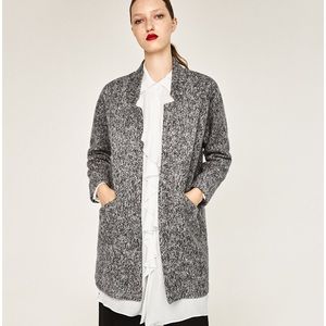Zara Midi Soft Coat in Grey Marl